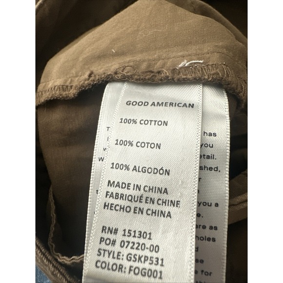 Good American Good Skate Cotton Wide Leg Trouser Pants Sz 0 / 25 - Brown GSKP531 - Picture 7 of 7